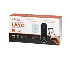Virone Bezprzewodowy LAYO belaidis vaizdo durų skambutis su „Full HD“ vaizdo kamera, „Wi-Fi“ ir tinklo imtuvu, IP65, bendravimas su išmaniuoju telefonu per „Tuya“ programėlę, 60 skambučių