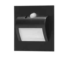 Orno DRACO LED NEW 1.5W, įleidžiamas laiptų šviestuvas, 12VDC, 30lm, 3000K, juodas, su judesio ir prieblandos jutikliu