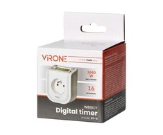 Virone Elektroninis Elektroninis laikmatis su viršutiniu LCD ekranu, 230 V kintamoji srovė, 3680 W, 16 perjungimo taškų, buvimo simuliatorius.