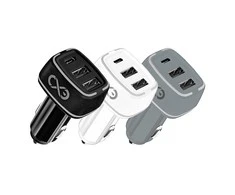 Orno EXC mobilus automobilinis įkroviklis LIGHT, 2xUSB+PD, 35W, spalvų mišinys
