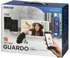 Orno GUARDO laisvų rankų įrangos vienos šeimos vaizdo domofono rinkinys su pirštų atspaudų skaitytuvu, artumo skaitytuvu, šifruokliu ir programų valdymu, įleidžiamu montavimu