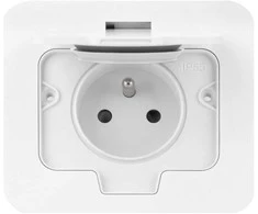 Orno Hermetyczne Hermetiškas stačiakampis elektros lizdas, IP55, 1x2P+Z (prancūziškas), baltas