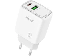 Orno Įkroviklis „Miccell VQ-T15“ sieninis įkroviklis, 20 W, USB-A + USB-C, baltas