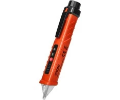 Indukcyjny Indukcinis įtampos testeris su žibintuvėliu, 12–1000 V AC/DC, oranžinis