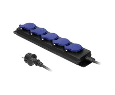 Atsparus purslams dirbtuvių prailginimas Orno IP44, 5 lizdai 2P + Z IP44, guminis, H05RR-F 3x1,5 mm, ilgis 5 m