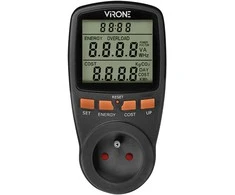 Orno Jednotaryfowy Vieno tarifo vatmetras, energijos skaičiuoklė su LCD ekranu, vieno tarifo, įmontuota baterija, juodas