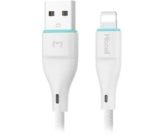 Kabelis USB-A - „Lightning“ Miccell VQ-D06 laidas, 2.4A, 1m, baltas