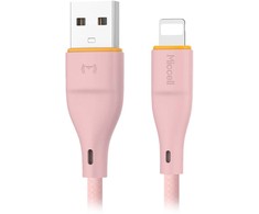 Orno Kabelis USB-A - Lightning Miccell VQ-D06, 2,4A, 1m, rožinė