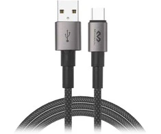 USB-A - USB-C kabelis Miccell VQ-D34, 2.4A, 1.2m, juodas