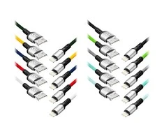 Orno Kabelis USB - „Lightning eXc BRAID“ laidas, 1,2 m, 2,4 A, greitas įkrovimas, įvairių spalvų, neišpakuotas