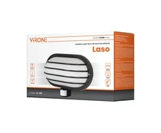 Sieninis šviestuvas Orno LASO, sodo šviestuvas su 180° judesio jutikliu, 1x15W, E27, IP44, plastikinis, juodas