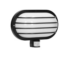 Sieninis šviestuvas Orno LASO, sodo šviestuvas su 180° judesio jutikliu, 1x15W, E27, IP44, plastikinis, juodas