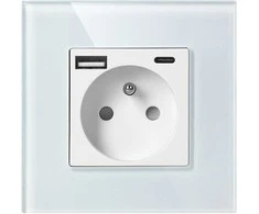 Gniazdo Lizdas Lizdas 2P+Z, USB-A + USB-C, PD, maks. 20W, baltas