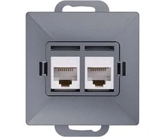 Gniazdo Antracito spalvos dviguba RJ45 Cat5 jungtis Pearl