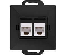 Gniazdo Dviguba RJ45 Cat5 Jungtis Pearl, Juoda