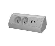 Orno Lizdas Baldinis lizdas 2x2P+Z, 2xUSB (A+C tipo; 2.4A), pilkai sidabrinis