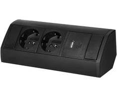 Orno Lizdas Baldinis lizdas 2x2P+Z (Schuko), 2xUSB (A+C tipo; 2.4A), juodas