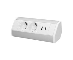 Orno Baldų lizdas 2x2P+Z (Schuko), 2xUSB (tipas A+C; 2.4A), balta ir sidabrinė