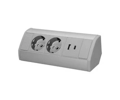 Orno Lizdas Baldinis lizdas 2x2P+Z (Schuko), 2xUSB (A+C tipo; 2.4A), pilkai sidabrinis