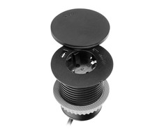 Orno Lizdas Baldinis lizdas Ø6cm su besisukančiu dangteliu, indukciniu įkrovikliu, USB įkrovikliu ir 1,5m laidu, 1x2P+Z (Schuko), Qi 1.2.4 maks. 10W, 2xUSB (A ir C tipo, 2,4A), juodas