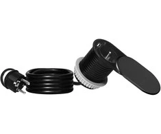Orno Lizdas baldai? 6cm, įmontuojami į stalviršį su stumdomu dangčiu, USB įkrovikliu ir 1,9m laidu, 1x2P+Z (prancūziškas), 2xUSB (A+C tipo; PD20W), juoda