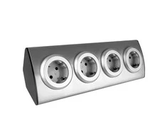 Orno Lizdas Virtuvės baldų lizdas 4x2P+Z (Schuko), tvirtinimas Velcro lipduku, INOX