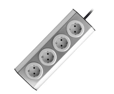 Orno Lizdas Baldai, virtuvės lizdas, montuojamas su „Velcro“ 4x2P+Z schuko, INOX su 1,5 m laidu.