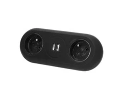 Orno Lizdas Baldinis lizdas su tvirtinimo laikikliu, USB įkroviklis, 2 lizdai 2P+Z, 2xUSB, laidas 3x1.0mm² - 1.5m, juodas