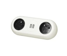 Orno Baldinis lizdas su tvirtinimo kronšteinu, USB pakrovėjas, 2 lizdai 2P + Z, 2xUSB, laidas 3x1,0mm? - 1,5 m, baltos spalvos