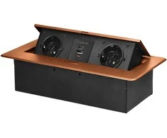Orno Lizdas Baldinis lizdas, įleidžiamas į stalviršį, su plokščiu frezuotu kraštu ir USB įkrovikliu, 2x2P+Z (Schuko), 2xUSB (A+C tipo; 3,6A), aukso spalvos