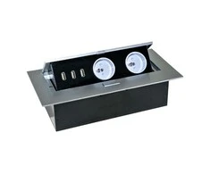 Orno Lizdas Baldinis lizdas, įleidžiamas į stalviršį, su storu kraštu, 2x2P+Z, 3 USB prievadai, sidabrinis