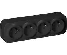 Orno Lizdas Keturgubas „ToDo“ lizdas 2P+Z IP20, 16A, 230V AC, juodas