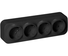 Orno Lizdas Keturgubas „ToDo“ lizdas 2P+Z, Schuko IP20, 16A, 230V AC, juodas