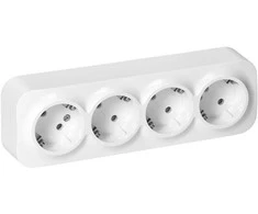Gniazdo Lizdas Keturgubas „ToDo“ lizdas 2P+Z, Schuko, IP20, 16A, 230V AC, baltas, 8 vnt.