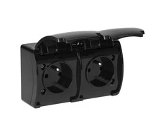 Orno Lizdas Dvigubas kištukinis lizdas 2x2P+Z AQUATIC, IP44, juodas