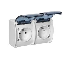 Orno Lizdas Dvigubas kištukinis lizdas 2x2P+Z AQUATIC, IP44, baltai dūminis