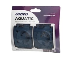 Orno Lizdas Dvigubas kištukinis lizdas 2x2P+Z AQUATIC, IP44, baltai dūminis