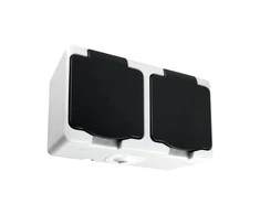 Orno Lizdas Dvigubas lizdas 2X2P+Z AQUATIC MINI IP 54, baltas ir juodas