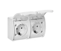 Orno Lizdas Dvigubas lizdas 2x2P+Z Schuko AQUATIC, IP44, baltas