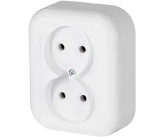 Gniazdo Lizdas Dvigubas lizdas be išvado 2x2p 16A, 250V, su ventiliatoriumi, baltas