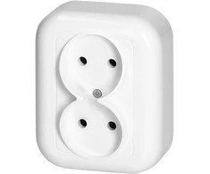 Gniazdo Lizdas Dvigubas lizdas be išvado 2x2p 16A, 250V, su ventiliatoriumi, baltas