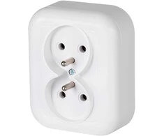 Gniazdo Lizdas Dvigubas lizdas be išvado 2x2p+Z 16A, 250V, su ventiliatoriumi, baltas