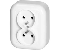 Gniazdo Lizdas Dvigubas lizdas be išvado 2x2p+Z 16A, 250V, su ventiliatoriumi, baltas