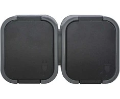 Orno Lizdas Dvigubas kištukinis lizdas 2x2P+Z, atsparus vandeniui su atvartu B2, IP54, NT-6B2, pilkas/juodas