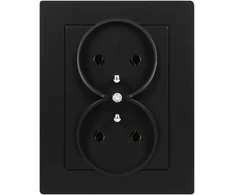 Orno Lizdas podwójne n/t 2x2P+Z Malta, 16 A, 250 V, NT-6M, juoda mat
