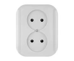 Gniazdo Lizdas Dvigubas kištukinis lizdas 2x2p 16A, 250V, TOPAZ, baltas