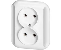 Gniazdo Lizdas Dvigubas kištukinis lizdas 2x2p 16A, 250V, TOPAZ, baltas