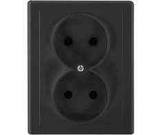 Gniazdo Lizdas Dvigubas kištukinis lizdas 2x2P Malta, 16A, 250V, PT-5M, matinės juodos spalvos