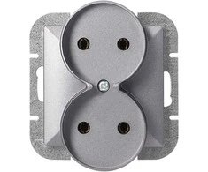 Gniazdo Lizdas Dvigubas kištukinis lizdas 2x2P Pearl, 16A, 250V, PT-5PR, antracito spalvos