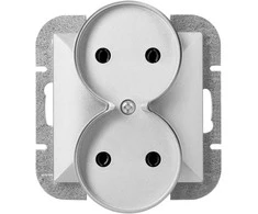 Gniazdo Lizdas Dvigubas kištukinis lizdas 2x2P Pearl, 16A, 250V, PT-5PR, sidabrinis